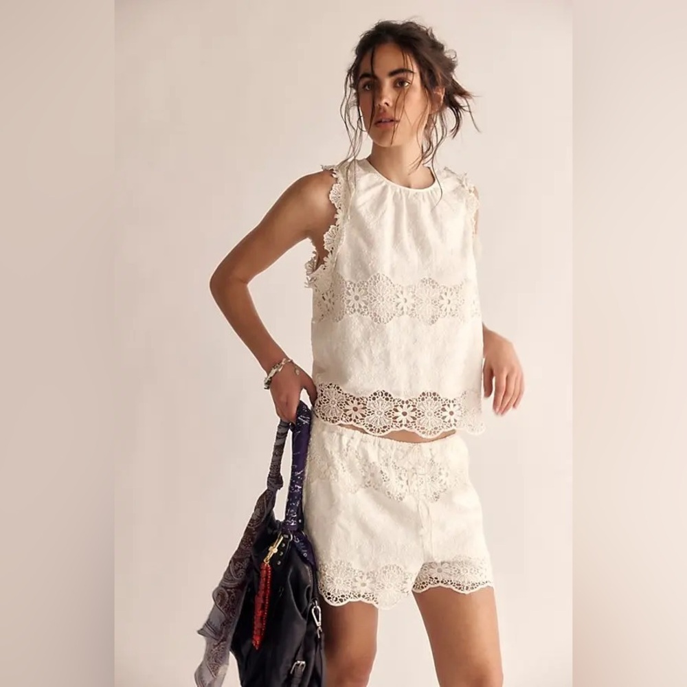 NWT Free People White Lace Ashtin Sleeveless Top